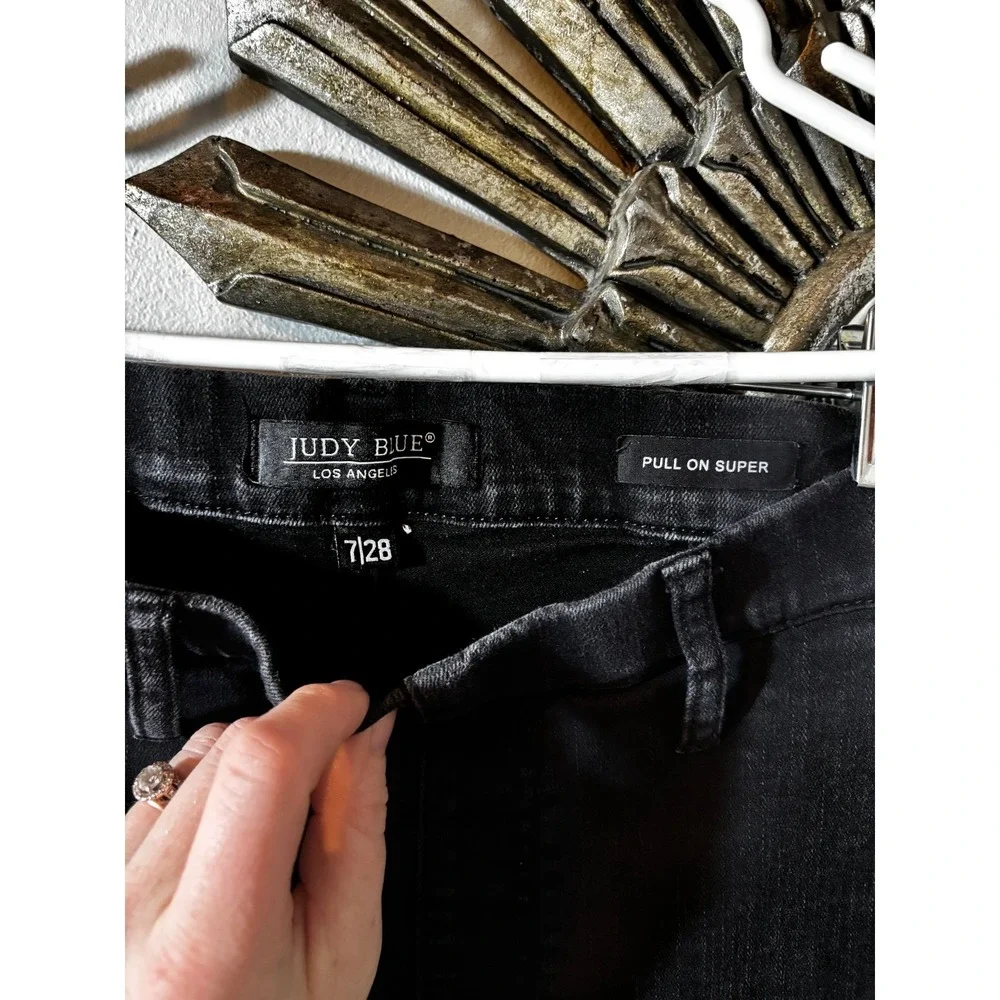Judy Blue Pull On Flare Jeans High Rise Stretch‎ Festival Flare Black 7/28